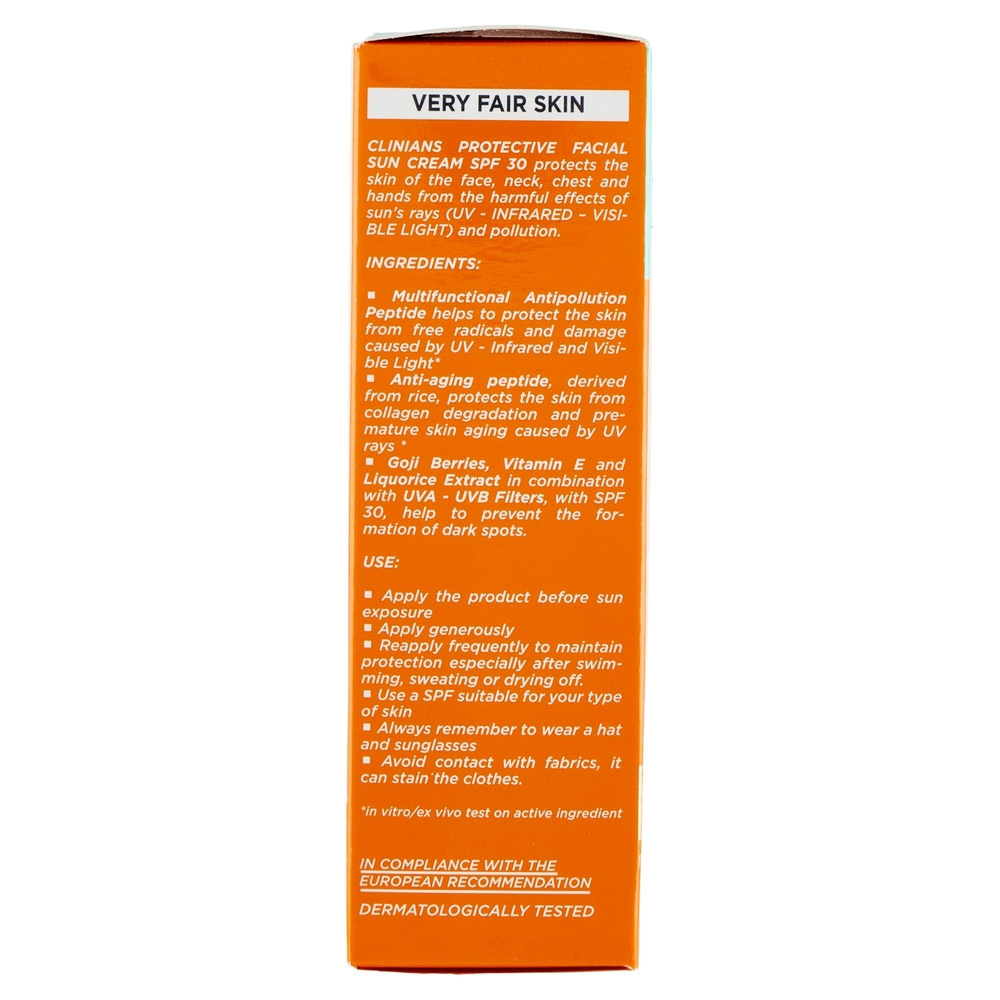 Clinians Bellezza Solare Crema Viso Protettiva SPF30 Anti Age Antipollution 75 mL